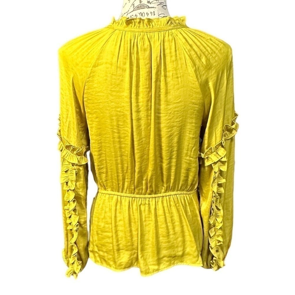 Calligraphie Chartreuse Ruffled Blouse Size Small NWT - Picture 3 of 7